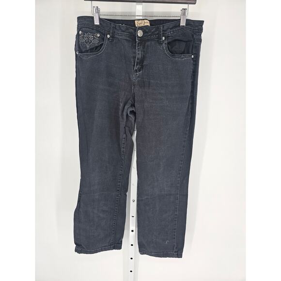 Earl Jeans Womens Sz 12 Dark Wash Straight Leg Jeans w/ Embroidered Pockets - Picture 1 of 5